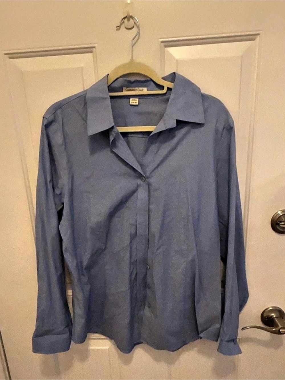 Coldwater Creek Perfect No Iron Shirt Button Down Blue Large
